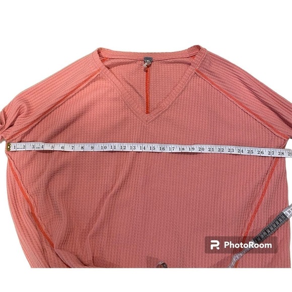 We the free loving leopard waffle knit pullover oversized coral pink floral - Picture 7 of 9